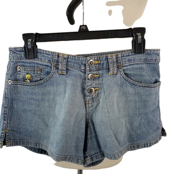 Duck Head Vintage Denim Blue Jeans Shorty Mini Shorts Button Fly Ducks Size 5 - Picture 1 of 6